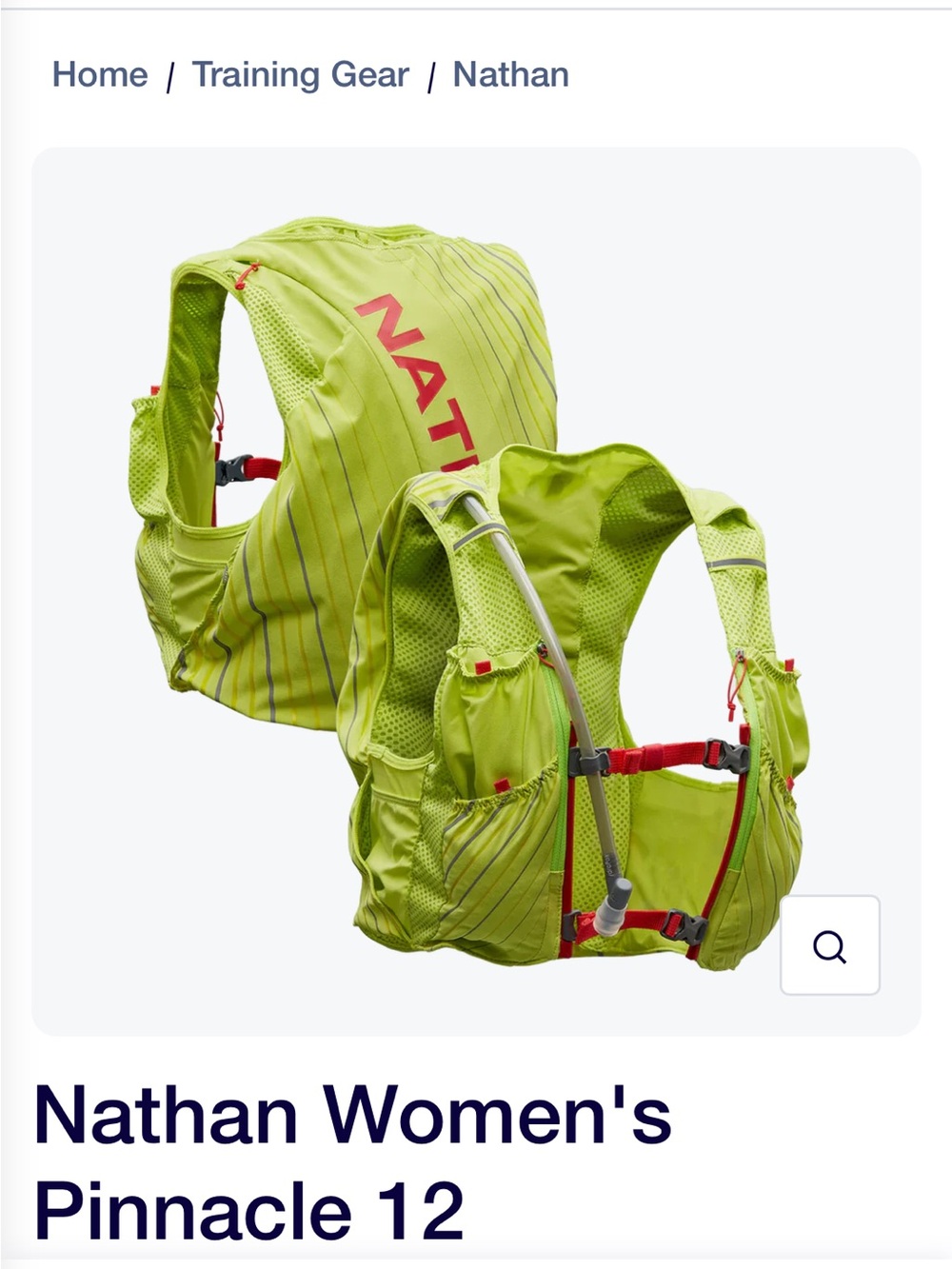 Nathan Women's Pinnacle 12L Hydration Running Vest, size XS neon lime